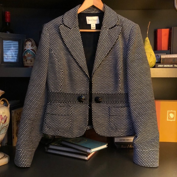 White House Black Market Houndstooth Plaid Blazer - Picture 2 of 5